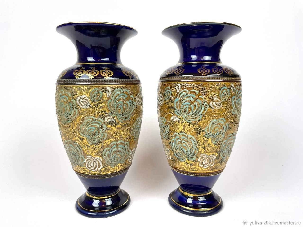 Винтаж: Антикварные парные вазы Royal Doulton, Англия, клеймо, ручная ...
