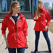 Одежда handmade. Livemaster - original item Red windbreaker, women`s windbreaker with collar, red jacket. Handmade.