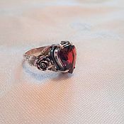 Украшения handmade. Livemaster - original item Ring(ring) with garnet in 925 sterling silver, vintage style. Handmade.