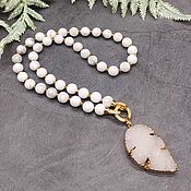 Украшения handmade. Livemaster - original item Natural kakholong necklace with quartz druse pendant. Handmade.