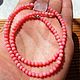 Natural coral and rose quartz necklace with 925 silver. Necklace. marusjy. My Livemaster. Фото №6