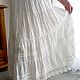  Linen white skirt with tiers and lace, Skirts, Sergiev Posad,  Фото №1