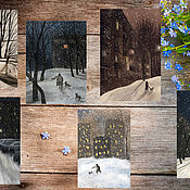 Открытки handmade. Livemaster - original item Postcrossing Postcard Set Winter Rhapsody 6 pieces 6 pieces. Handmade.