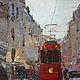 a red tram. Oil painting. Pictures. StudioMoments. My Livemaster. Фото №5