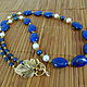 Pearl beads with lapis lazuli 'Elegy'. Necklace. Magic box. Online shopping on My Livemaster.  Фото №2