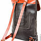 Space leather backpack (dark brown with a red flap). Backpacks. Russian leather Guild. My Livemaster. Фото №4
