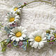 Decoration flowers leather Choker with flowers WHITE DAISIES AND forget-me-nots. Necklace. Irina Vladi. My Livemaster. Фото №4