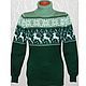 A reindeer sweater and knitted Norwegian ornament (green), Sweaters, Moscow,  Фото №1