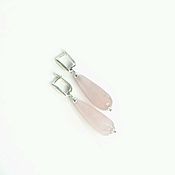 Украшения handmade. Livemaster - original item Silver earring teardrop pink. 925 sterling silver Rose quartz PR. Handmade.