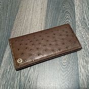 Сумки и аксессуары handmade. Livemaster - original item Vertical wallet made of ostrich leather, brown color.. Handmade.