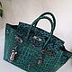 Сумка в стиле Birkin 25. Натуральная кожа изумрудного цвета и мех пони, Классическая сумка, Новороссийск,  Фото №1