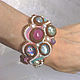 Rainbow cloud bracelet. Ruby, aquamarine, sapphire, amethyst, pearl. Hard bracelet. ssowl. My Livemaster. Фото №5