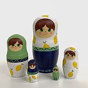 Русский стиль handmade. Livemaster - original item Children`s matryoshka doll with lemons 5 places painting. Handmade.