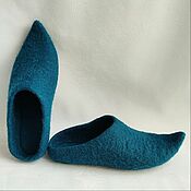 Slippers felted Turquoise & Violet