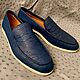 Loafers made of genuine ostrich leather, in blue, Loafers, St. Petersburg,  Фото №1
