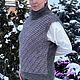Жилет пуховый, свитер без рукавов, жилет с горлом. Ручная вязь. Жилеты. Саша Климова (Вяжем из козьего пуха). Ярмарка Мастеров.  Фото №4