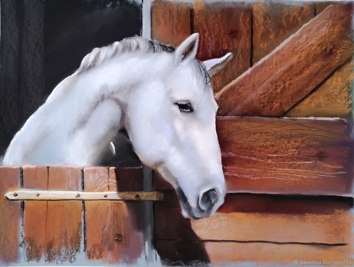 Рисунок коня пастелью | Пикабу
