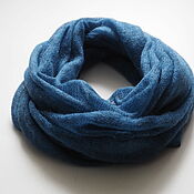 Аксессуары handmade. Livemaster - original item Snood scarf knitted from kid mohair in two turns blue. Handmade.