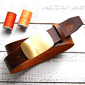 Аксессуары handmade. Livemaster - original item The belt is made of Crosier Buffalo leather with a brass buckle. Handmade.