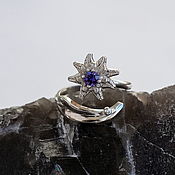 Украшения handmade. Livemaster - original item White gold ring with sapphire and Edelweiss diamond. Handmade.