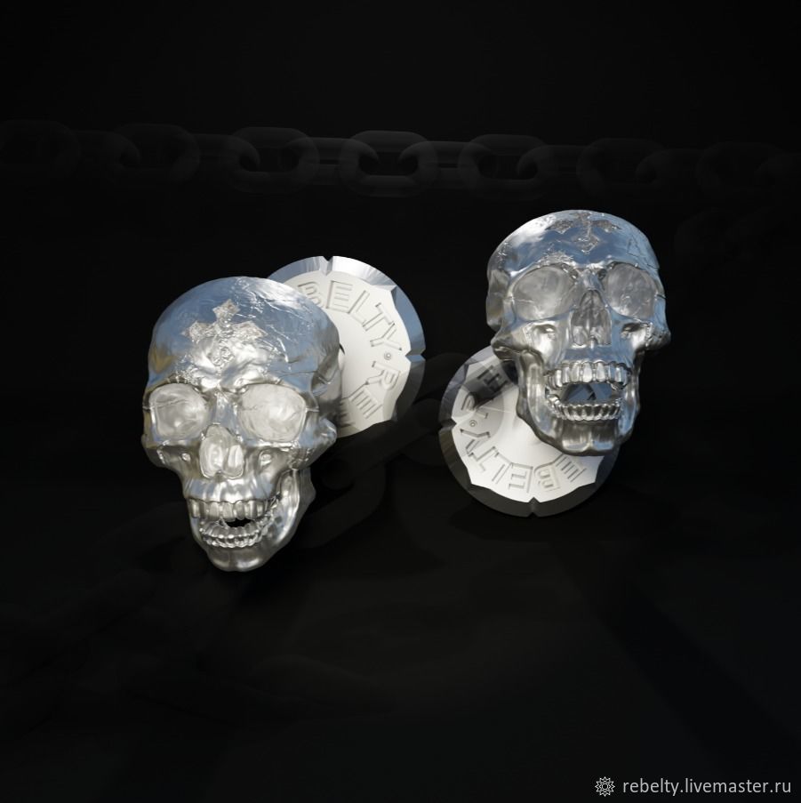 Серьги-пусеты черепа из серебра в интернет-магазине Ярмарка Мастеров по цене 5000 ₽ – UWUWURU | Серьги-пусеты, Москва - доставка по России