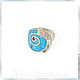 RING with turquoise, mother of pearl and coral. Nautilus. Rings. ARIEL - MOSAIC. Online shopping on My Livemaster.  Фото №2