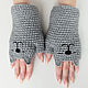 Заказать  СЕРЫЕ МИТЕНКИ КОШЕЧКИ. Woolcraft. Ярмарка Мастеров. . Митенки Фото №3