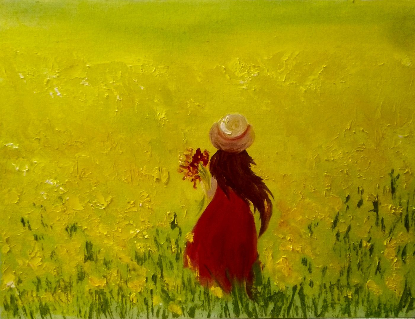 Девочка в поле живопись