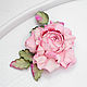 brooches: marshmallow rose. Rose leather decoration, Brooches, Bobruisk,  Фото №1