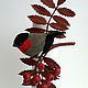 Brooch from the skin of the Sprig of Rowan and bullfinch. Brooches. Shagree (Shagree). My Livemaster. Фото №4