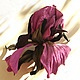 jewelry made of leather, flowers, artificial flowers, brooch, iris, leather brooch, hair clip flower, iris barrette made of leather, brooch flower, iris,purple iris brooch leather brooch,accessories f