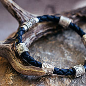 Украшения handmade. Livemaster - original item Rune bracelet in 925 silver with blackening and 585 gold. Handmade.