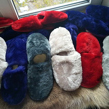 Обувь ручной работы. Ярмарка Мастеров - ручная работа Тапочки овчина. Handmade.