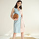Dress-vest on the smell of linen Color block, dress pink blue. Dresses. mozaika-rus. My Livemaster. Фото №5