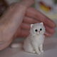 Белый котик. Кукольная миниатюра. Сухое валяние. Войлочная игрушка. Войлочные зверики Людмилы Демидович. Ярмарка Мастеров.  Фото №6
