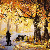 Картины и панно handmade. Livemaster - original item Paintings: oil painting autumn landscape forest park WALK. Handmade.