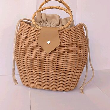 Сумки и аксессуары ручной работы. Ярмарка Мастеров - ручная работа Сумка плетеная с бамбуковыми ручками. Handmade.