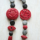 Beads asymmetrical 'Cinnabar' resin, lava and ceramic. Necklace. art-o-bus. Online shopping on My Livemaster.  Фото №2