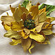 Order Leather flowers. Leather brooch hairpin YELLOW SUNFLOWER leather and suede. Irina Vladi. Livemaster. . Brooches Фото №3
