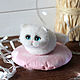 Котик Снежок пухлик игрушка из шерсти. Войлочная игрушка. ToysMari (handmademari). Ярмарка Мастеров.  Фото №4