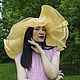 Summer hat made of straw with blue 'Golden', Hats1, Moscow,  Фото №1