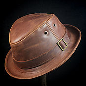 Аксессуары handmade. Livemaster - original item Leather trilby hat TRL-04. Handmade.