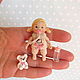 MOVABLE Miniature doll - girl. Dollhouse miniature 1:12, Doll houses, Dresden,  Фото №1