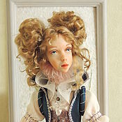 Текстильная кукла Барышня в винтажном стиле с цветами
