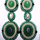 Emerald long earrings with stones. Earrings. Beaded jewelry by Mariya Klishina. My Livemaster. Фото №5