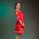 Красное платье льняное в бохо стиле с вышивкой Весна, Платья, Анапа,  Фото №1