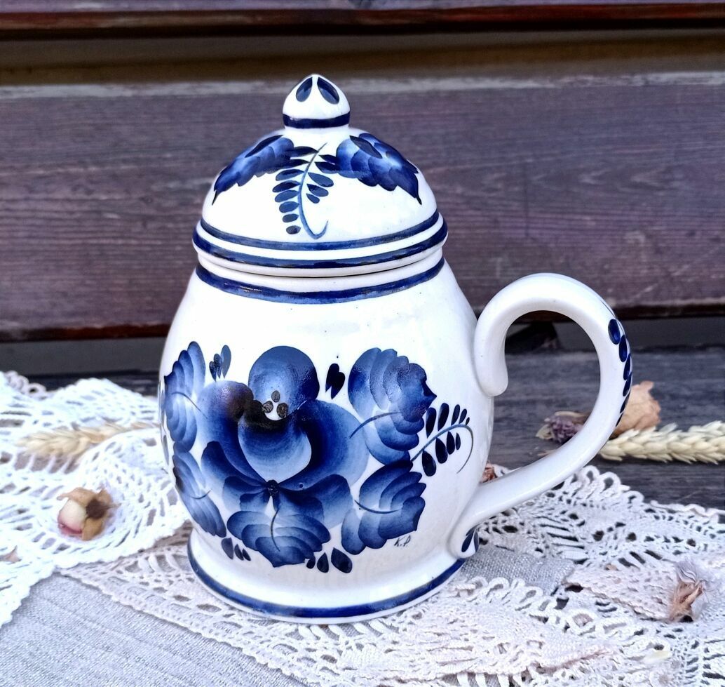 Винтаж: Большая авторская кружка. Гжель.80-е годы. СССР – купить на ...
