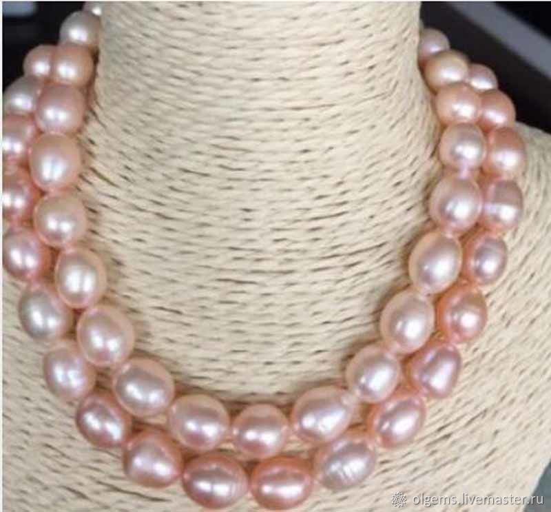 Жемчуг натуральный пресноводный розовый овал 9-10 мм в интернет ...