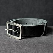 Аксессуары handmade. Livemaster - original item 38 mm belt, black stitched with steel buckle. Handmade.