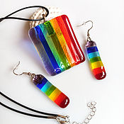 Украшения ручной работы. Ярмарка Мастеров - ручная работа Rainbow jewelry set, glass jewelry. Handmade.